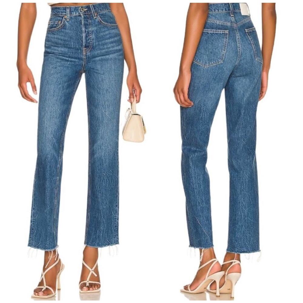 GRLFRND Blue Straight Leg Jeans